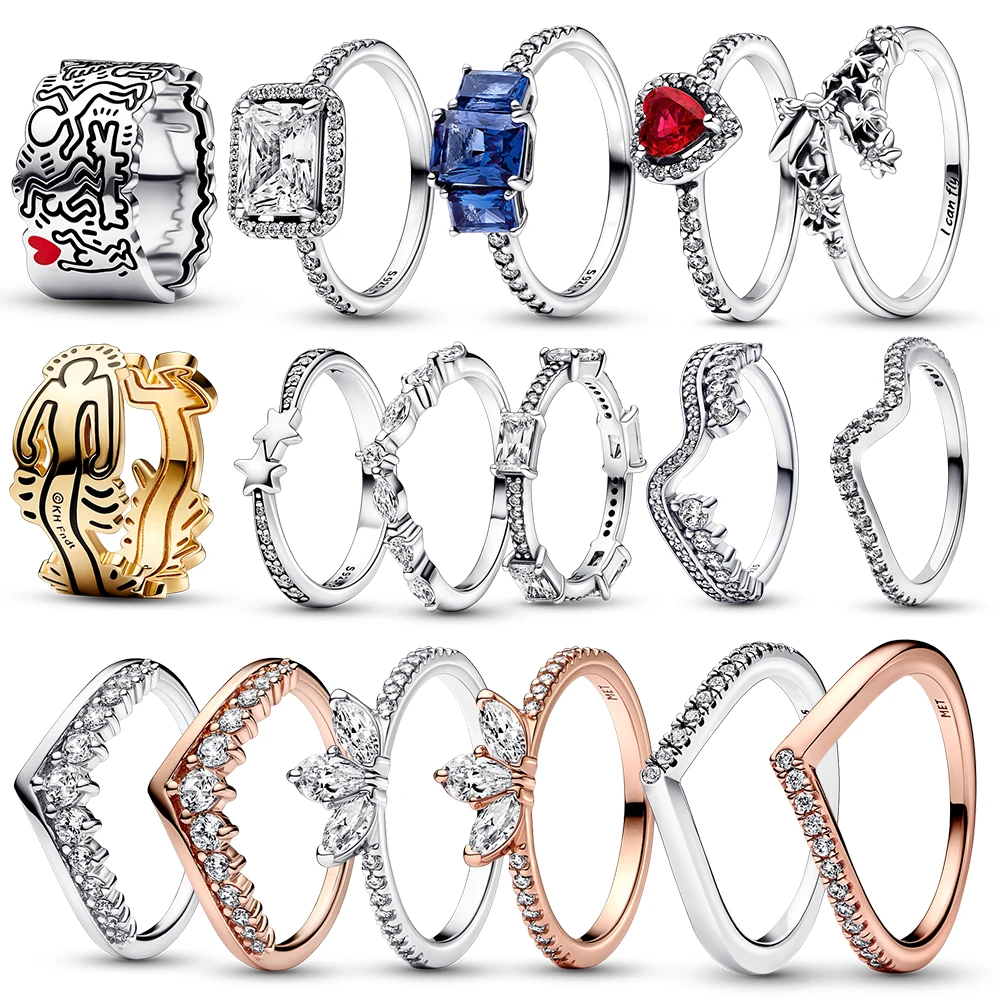 Подлинное кольцо из стерлингового серебра 925 пробы, кольцо в виде сердца, кольцо с фианитами, оригинальное кольцо, кольцо наследной принцессы для женщин, ювелирные изделия, подарок на любовь
