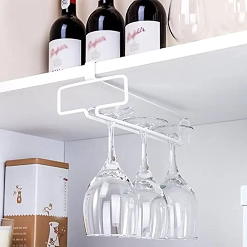 Подставка для бокалов под шкаф Без сверления Вешалка для бокалов Держатель для бокалов Кухонный Подвесной Стеклянный Стеллаж для хранения Органайзер