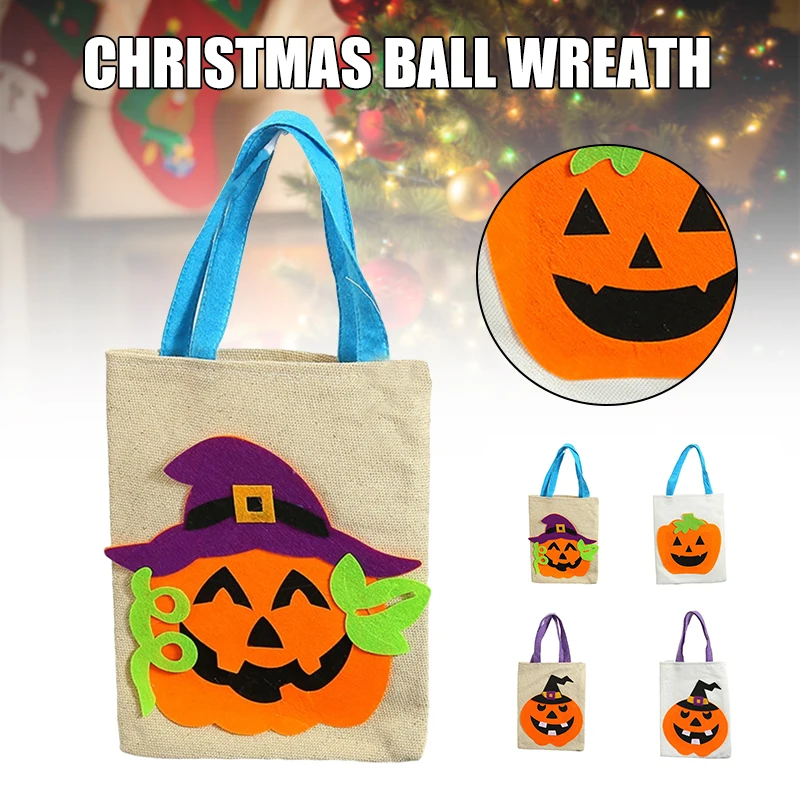 Портативная сумка-тоут Многоцелевой мешок для конфет на Хэллоуин, подарочный пакет из мешковины с тыквой большой емкости для фестивальной вечеринки, сумки для хранения xqmg