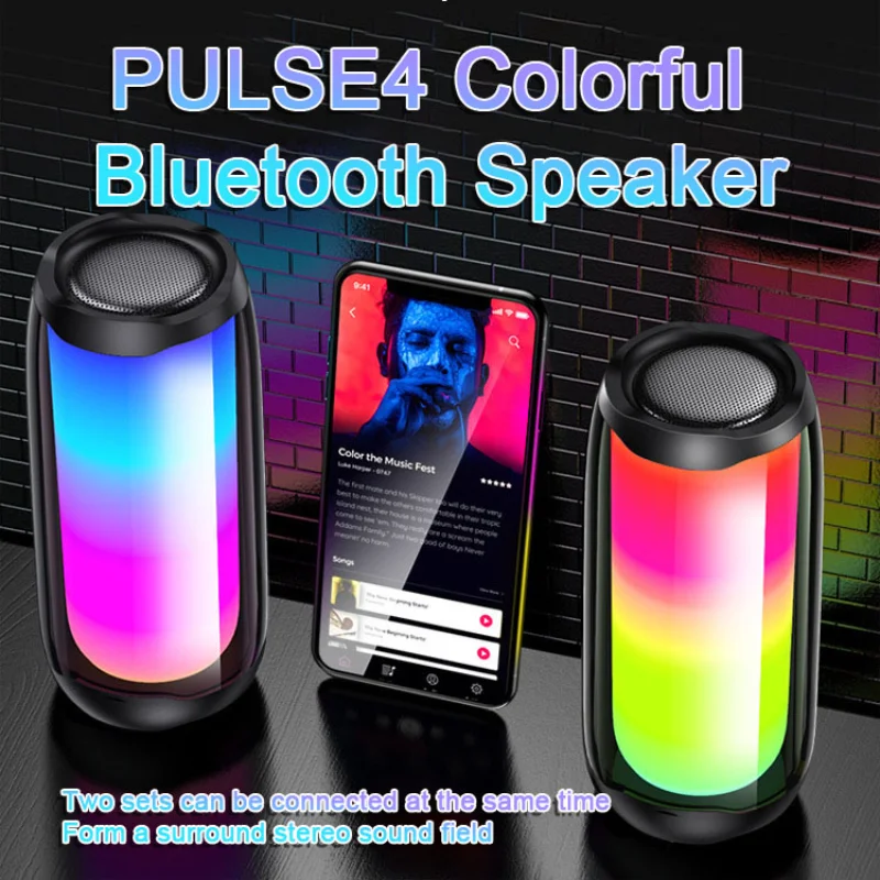 Портативный PULSE4 Красочный Сабвуфер Открытый Водонепроницаемый Твитер Bluetooth TWS Шумоподавление Звуковая Коробка HI-FI Стерео Динамик