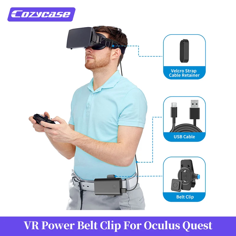 Портативный Зажим для Ремня Питания Виртуальной Реальности Cozycase Для Зарядки Oculus Quest 2 С Кабелем Передачи Данных USB Type-C Комплект Аксессуаров Для Виртуальной Реальности