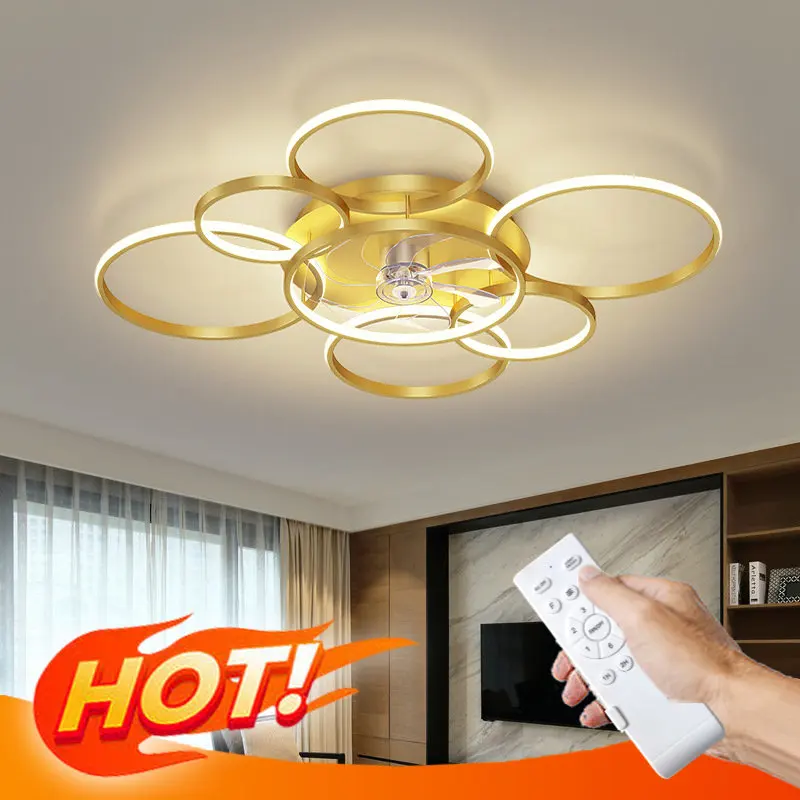 Потолочный вентилятор, светодиодная лампа для гостиной, современный светильник для спальни, роскошный невидимый потолочный вентилятор, лампа для столовой со встроенным вентилятором