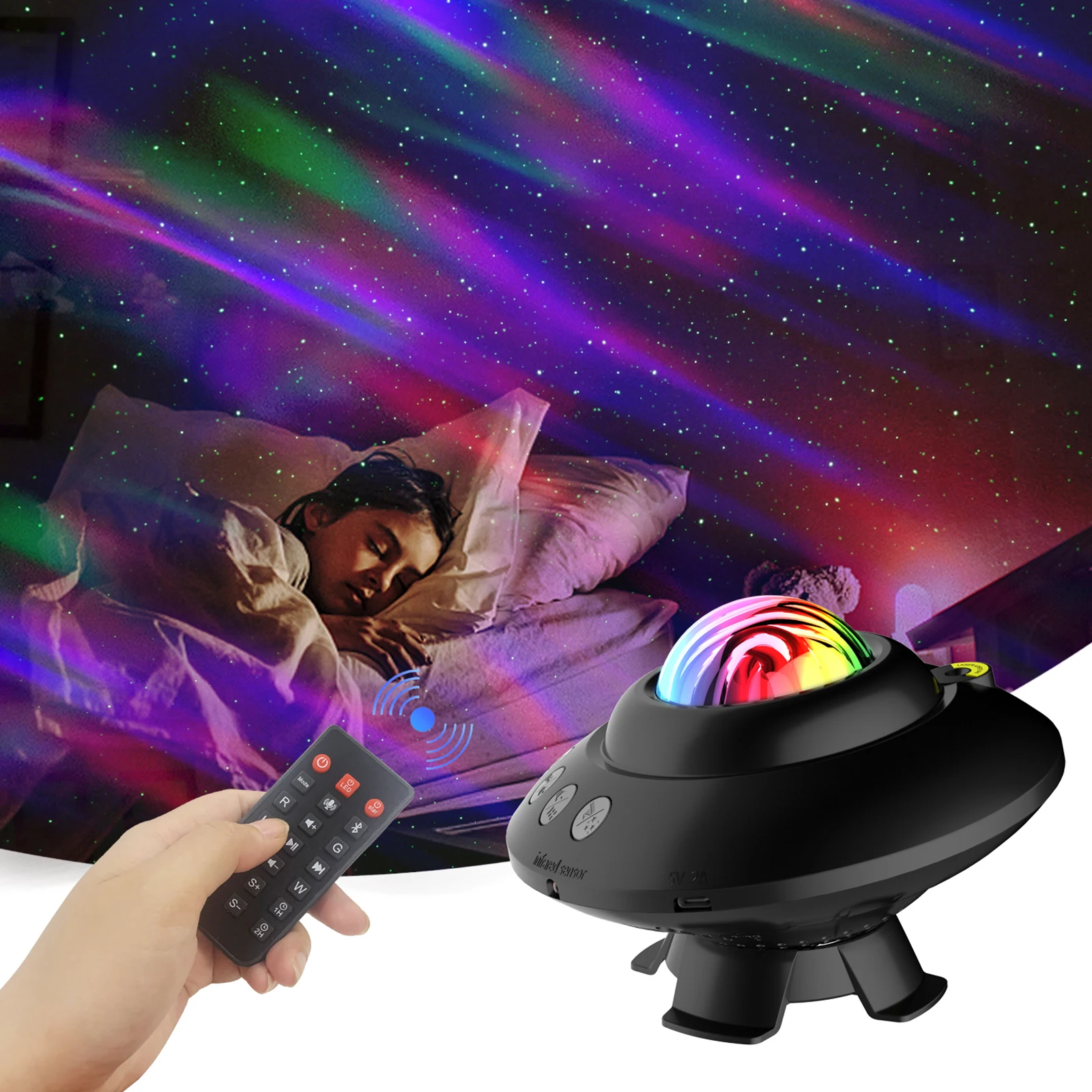 Романтический ночник для проектора звездной галактики Aurora Star Projector Night Light с проекционной лампой BT Music для декора детской комнаты