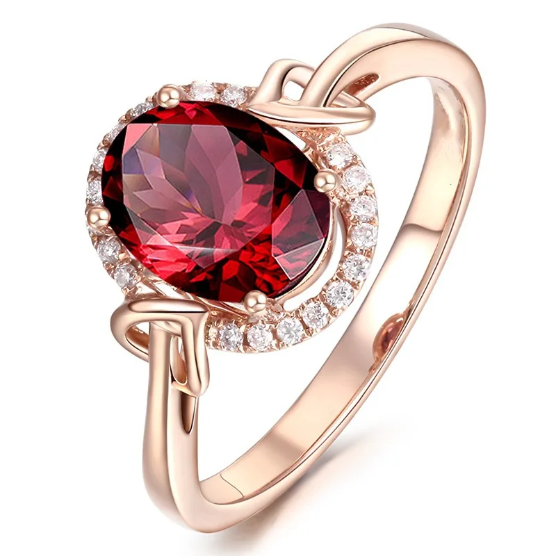 Роскошное европейское и американское кольцо с рубином и бриллиантом, покрытое кристаллом из розового золота 18 карат