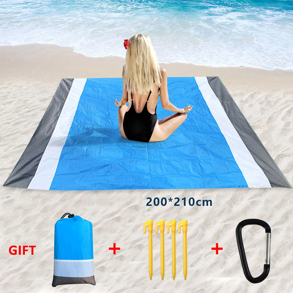 Сверхлегкий водостойкий коврик для кемпинга с сумкой для хранения, пляжный коврик без песка, одеяло для пикника, пляжное одеяло с защитой от песка