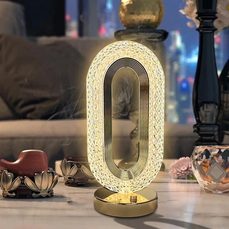 Светодиодная настольная лампа Star Eye Crystal, перезаряжаемая через USB, лампа для домашнего декора в спальне, гостиной, атмосферный светильник, современный сенсорный ночник Seonsor