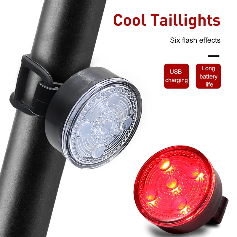 Светодиодный велосипедный фонарь USB Перезаряжаемый Комплект задних велосипедных фонарей 220 мАч Литиевая батарея 6-Режимный фонарь Задний Задний фонарь Аксессуары для велосипеда