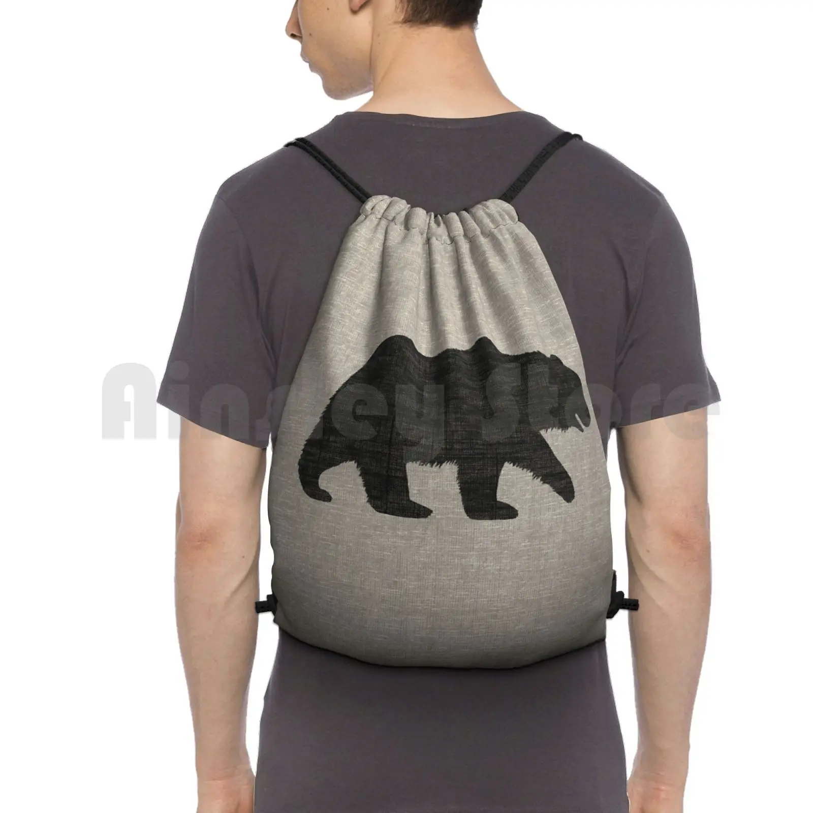 Силуэт медведя Гризли, рюкзак, сумка на шнурке, спортивная сумка для верховой езды, скалолазания, медведь Гризли, животные Гризли
