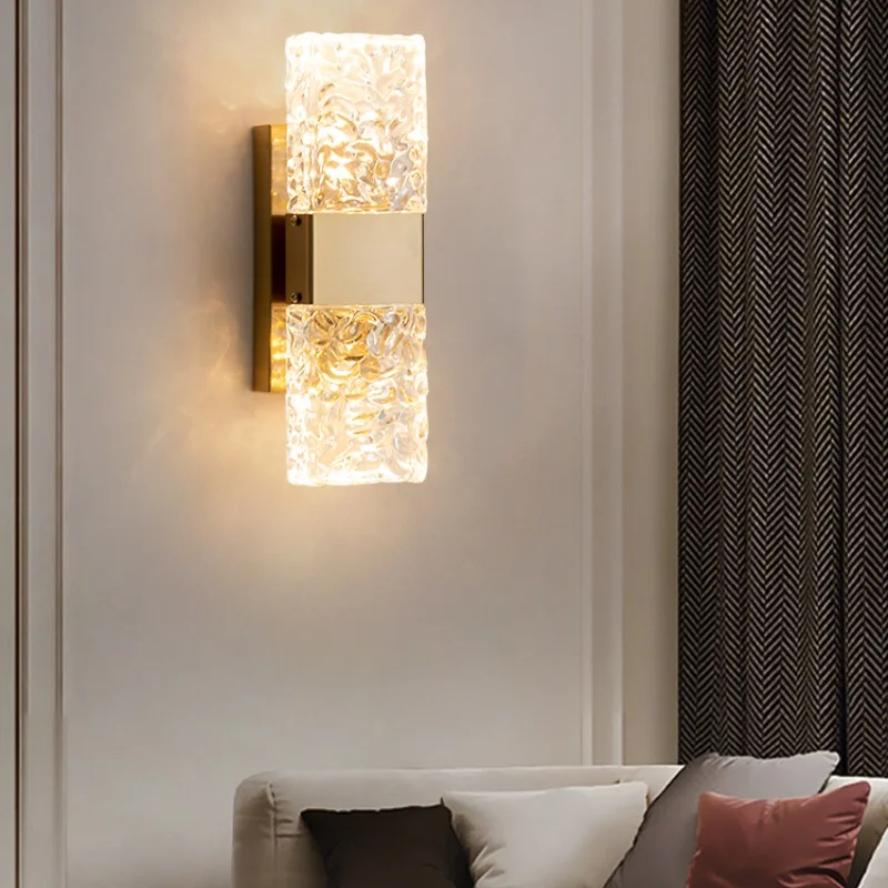 Скандинавский Хрустальный Медный настенный светильник мощностью 8 Вт Прозрачный Креативный Настенный светильник LED для гостиной Спальни Лестницы Ванной Комнаты