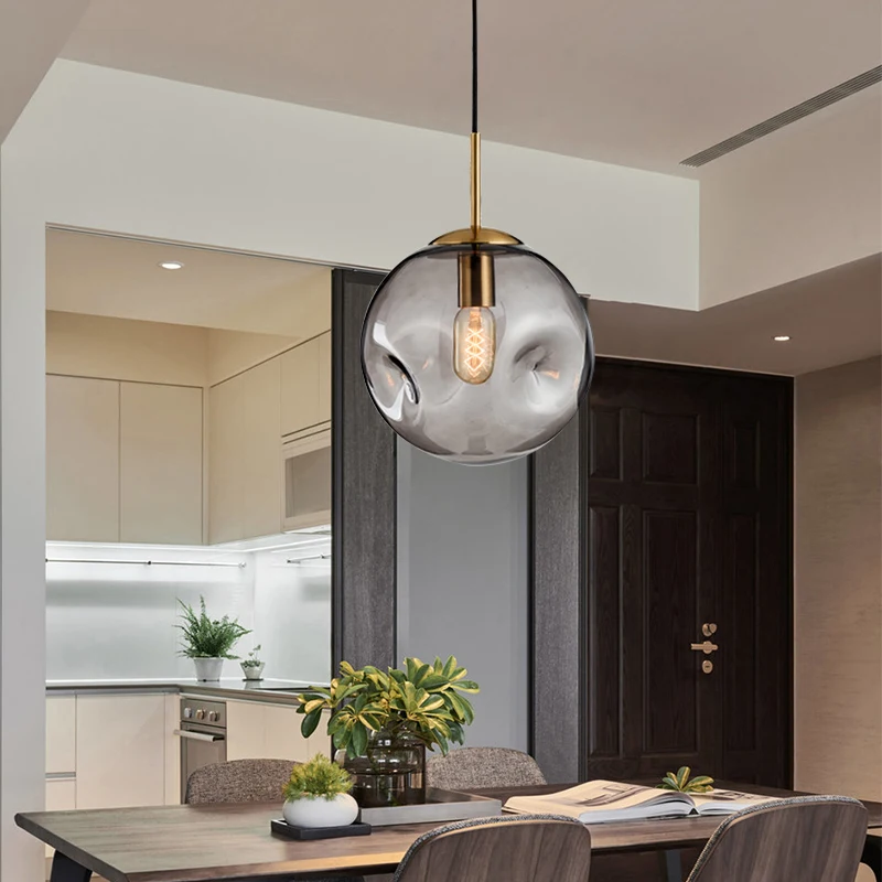 Современный стеклянный шар, подвесной светильник Nordic Simplicity LED E27, Подвесной светильник для гостиной, ресторана, спальни, Подвесной светильник E27