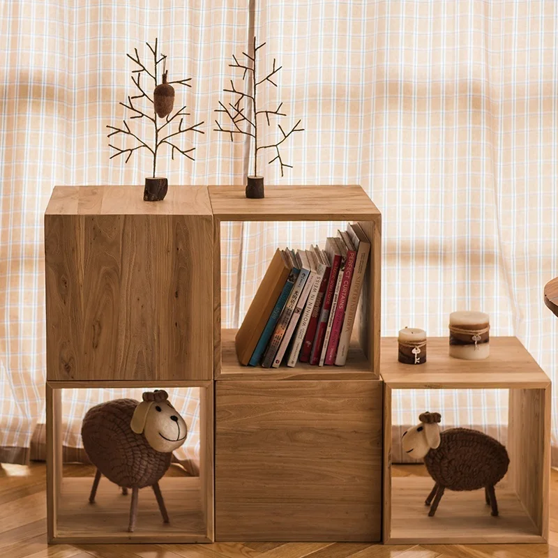Сочетание массива дерева в американском стиле, деревянная решетка, Книжная полка, шкаф для хранения в гостиной, чайный столик, стеллаж для выставки товаров