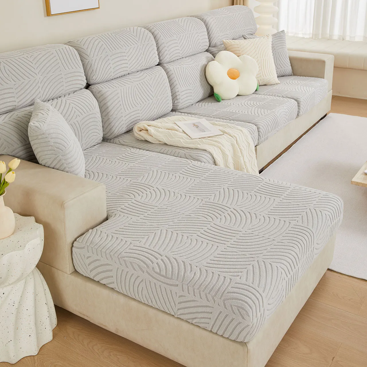 Флисовый чехол для диванной подушки для гостиной, толстые плюшевые чехлы для диванов, эластичный L-образный чехол для углового кресла и дивана