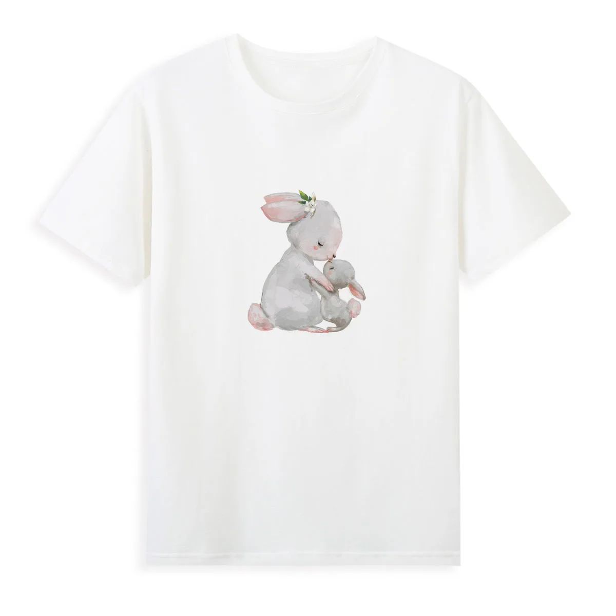 Футболка Cute Little Rabbit для родителей и детей, Летний топ с коротким рукавом, женские повседневные футболки, дешевая женская одежда A0136