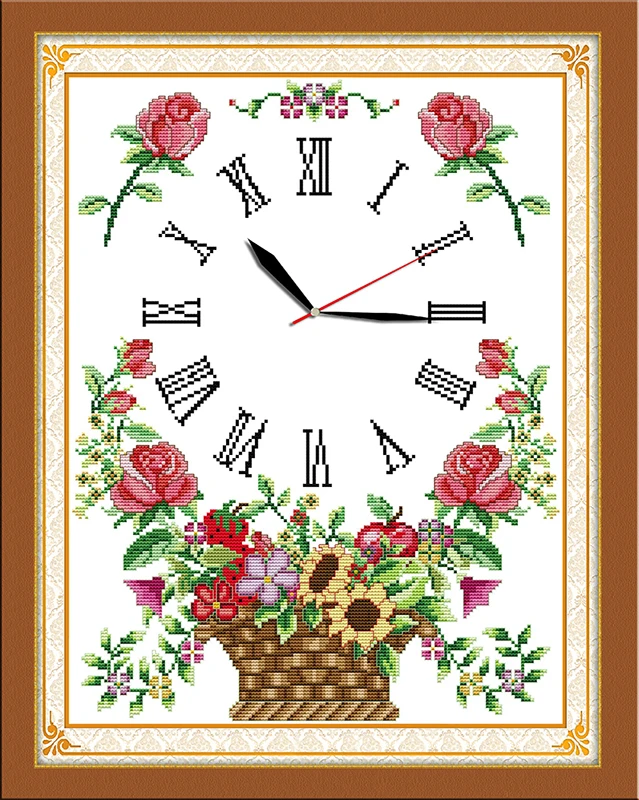 Цветущие цветы (2) набор для вышивания крестиком 14 карат 11 карат печать на холсте настенные часы вышивка своими руками рукоделие ручной работы