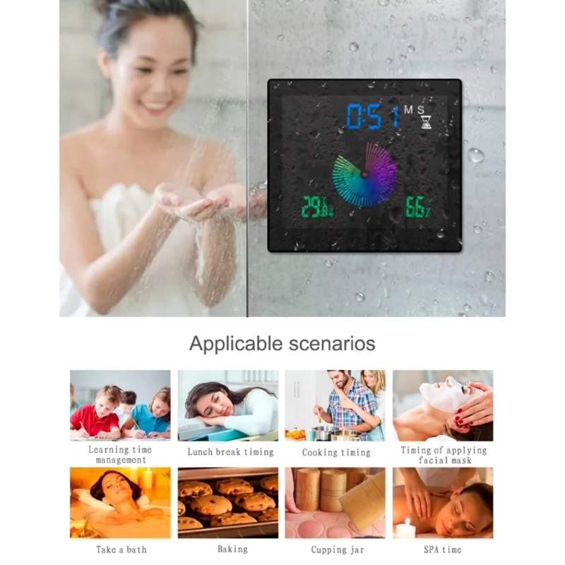 Цифровые часы для душа Влагостойкие Водонепроницаемые Бесшумные Часы Украшение для кухни, украшения стен ванной комнаты