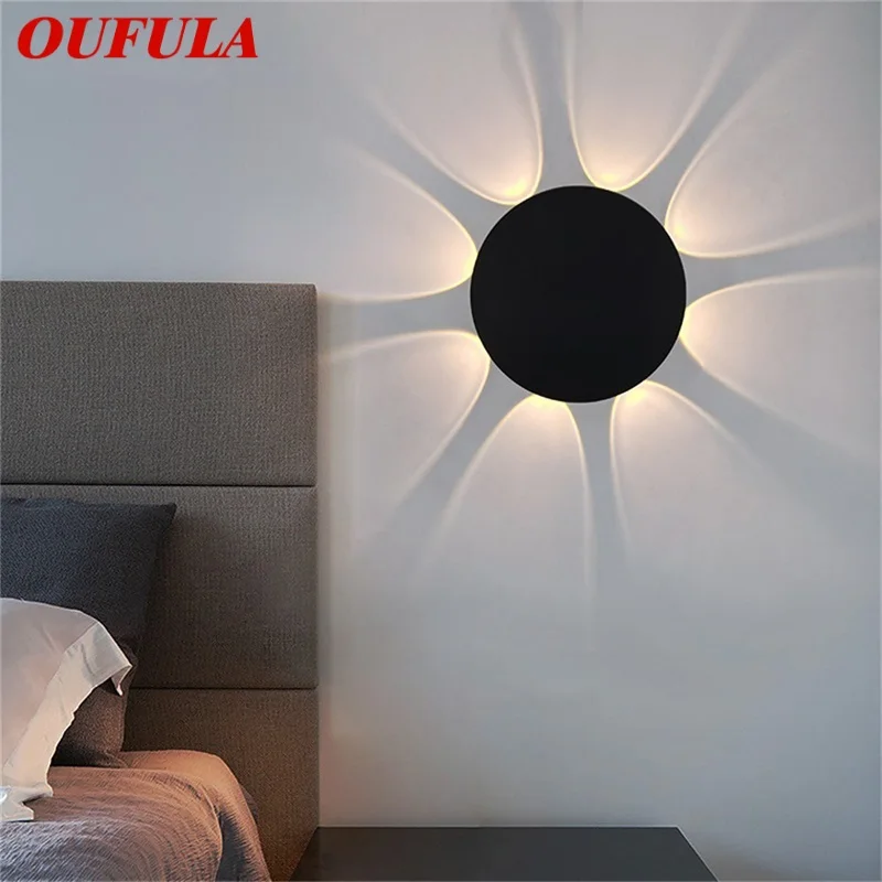 Черные настенные бра OUFULA, современные круглые светильники для домашнего оформления гостиной