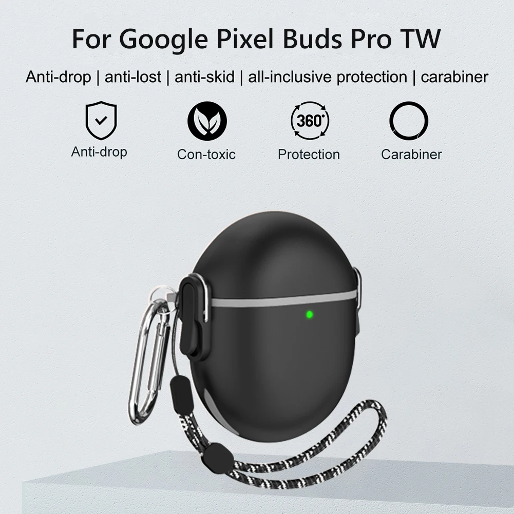 Чехол-держатель для наушников из ТПУ и ПК для Google Pixel Bud Pro с крючком для шнурка, чехол-коробка для наушников, водонепроницаемая защитная оболочка для наушников
