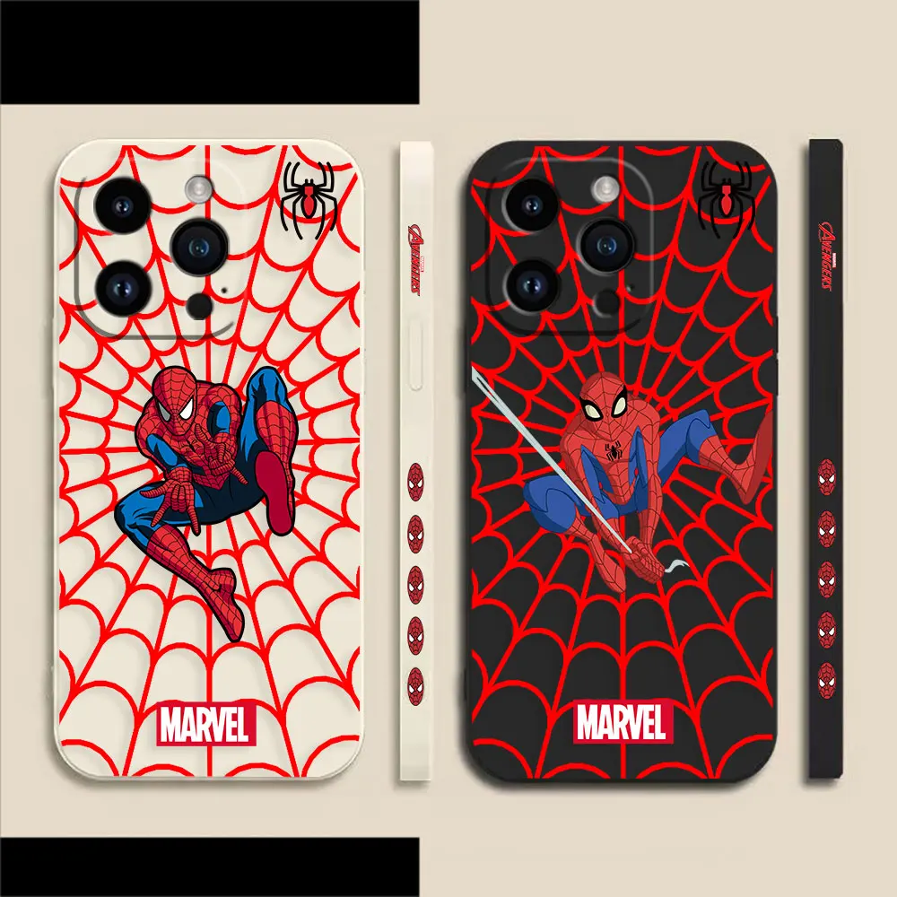 Чехол для телефона Marvel's Spider-Man Red Web Для Apple iPhone 14 13 12 11 Pro XS Max Mini X XR SE 7 8 6 15 Plus Цветной Жидкий Чехол
