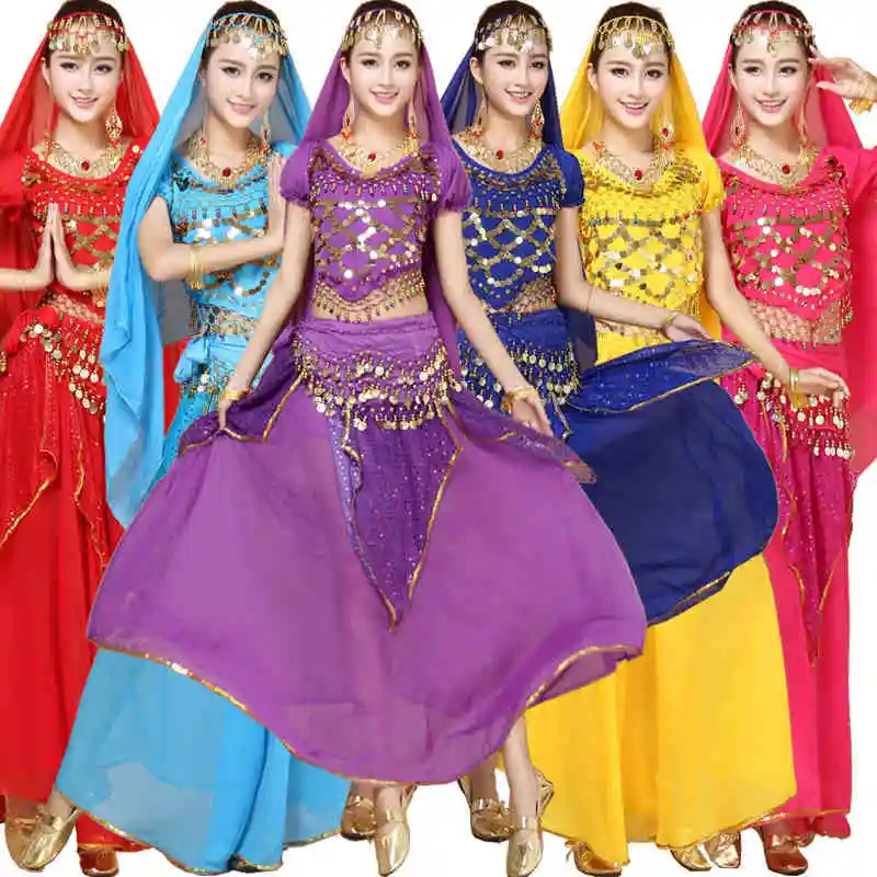 Элегантные костюмы для танца живота, женские комплекты костюмов для танца живота, племенной Болливудский костюм, индийские представления, платье для танца живота